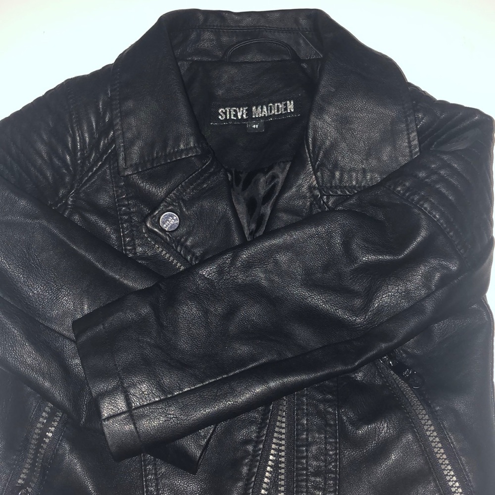 Toddler Black leather Steve Madden biker jacket